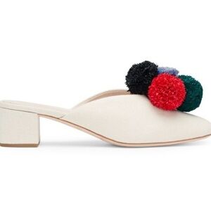 Loeffler Randall Lulu Pom Pom Mules – Canvas – Size 7 – GUC